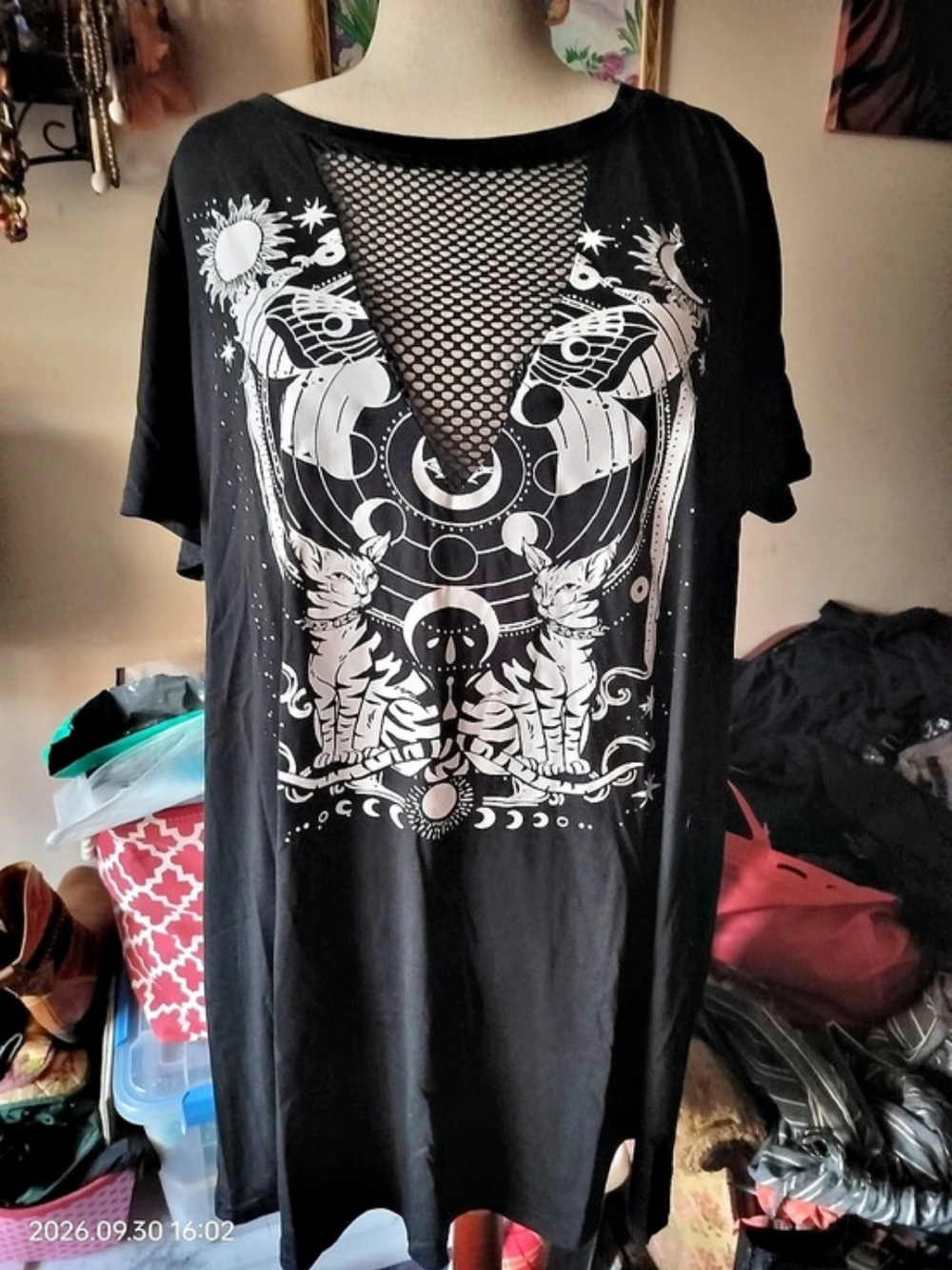 SHEIN Goth Black & White Graphic Tunic Plus Size 22-34 NWT